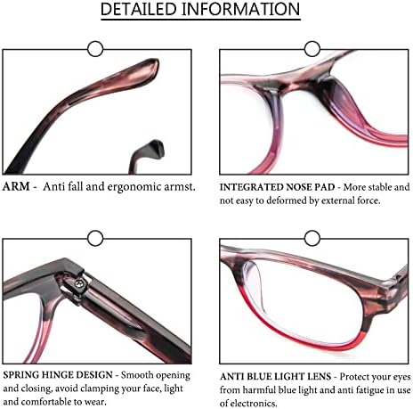 MMOWW 4 Опаковки Очила За четене на Модни Сладки Градиентные Очила Син Цвят, Блокиране на Светлина, Компютърните Ридеры за