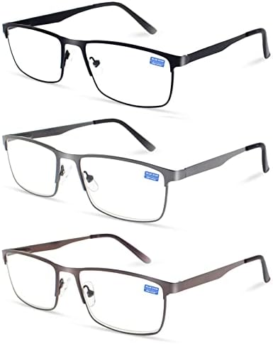 ZIENSTAR Мъжки слънчеви Очила за четене, блокиране на Синя светлина, 3 опаковане, Качествен Компютърен Четец, Мъжки Ридеры, Метал, Неръждаема