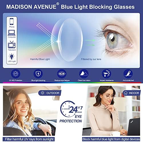 Дамски Ретро-Кръгли Очила с Футляром, Блокиране на Синя Светлина, на Медисън Авеню, Дизайнерски Метални Компютърни Очила