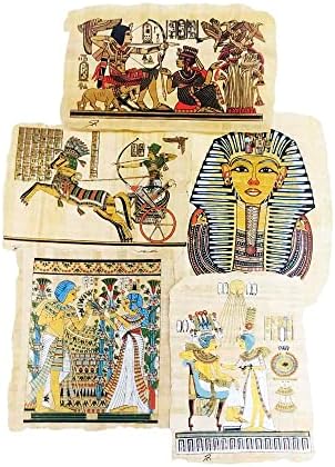 Комплект от 5 оригиналния египетски папирусов ръчно изработени в Египет с изображения на различни сцени от Древния Египет