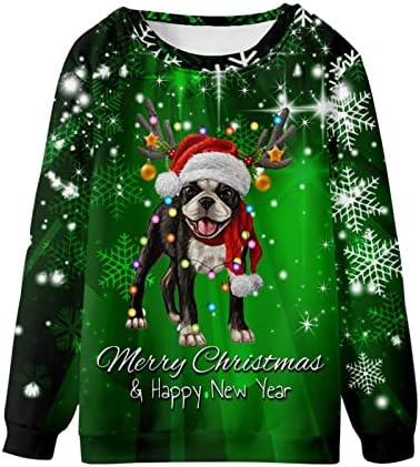 Шусуен Дамски Грозна Коледна Hoody С 3D Дигитален Печат, Забавна Риза, Пуловер с Дълъг Ръкав, Пуловер, Риза