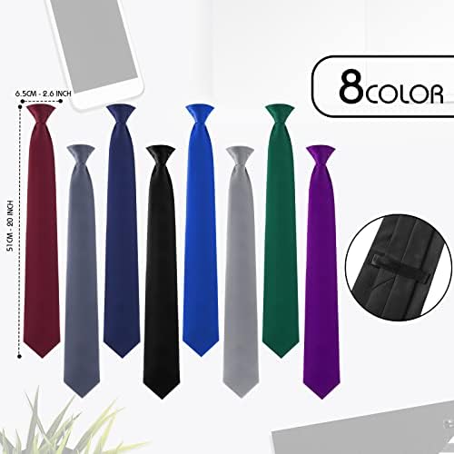 Janmercy 8 Опаковки, монофонични вратовръзка-клипса, 20 Цолови Вратовръзки-клипове за мъже, Тесен Официална Вратовръзка на шията, Предварително