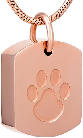 Бижута за Кремация на Домашни любимци PINOXI - Отпечатък от Лапа и Етикет за Кучета, Мемориальное Колие от Неръждаема Стомана,