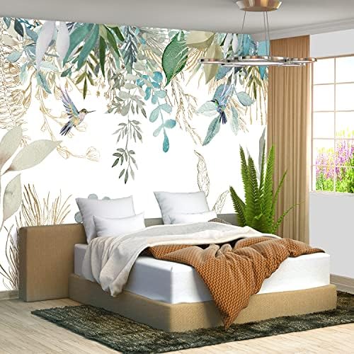 Борба - Картинки с тропически Ботанически Листа, Зелено Растение, Голяма Стенни рисувани с цветен Модел за Хол, Спалня