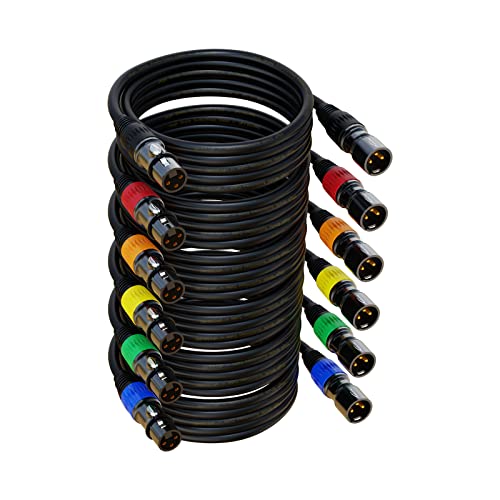 Кабели AuxLink XLR 25 фута 2 опаковки Посеребренных 3-пинови кабели и 10 фута и 6 опаковки златно 3-пинови XLR кабели за