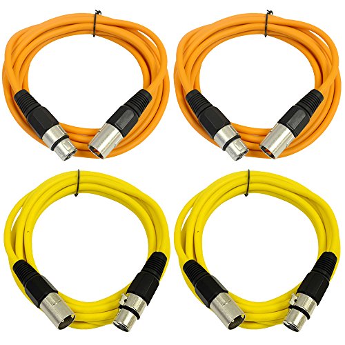 Сеизмично аудио - SAXLX-10-4 комплекта кабели 10' XLR за мъже и XLR за жени - Балансирано 10-крак свързващ кабел - Син и зелен
