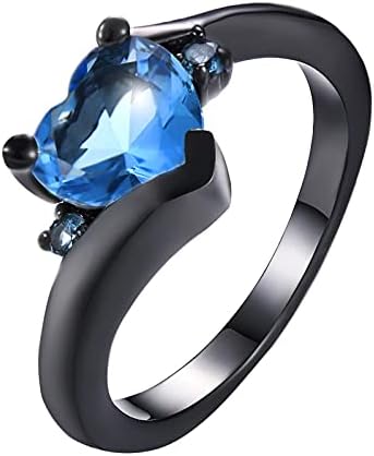 2023 Нови бижута във формата на сърца, дамски пръстени с цирконии пръстен за момчета (светло синьо, 8)