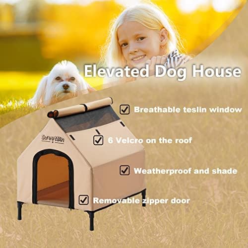 SweetBin 3-те Размерный Стоманена Каркасный Къщичка за кучета, Навес за домашни любимци с водоустойчив капак и вратата за малки до Средни