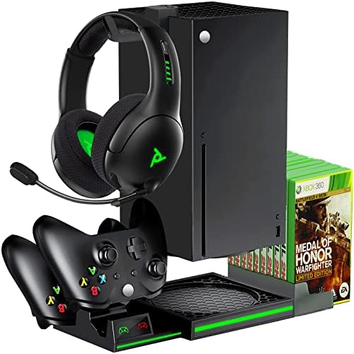 Поставка за Xbox Series X, зарядно устройство с двама ръководители CTPOWER с 2 Акумулаторни батерии, 10 Игрални слотове