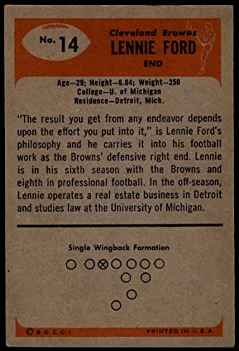 1955 Боуман 14 Лен Форд Cleveland Browns-FB (Футболна карта) VG/БИВШ Browns-FB Мичиган/Морган Св.