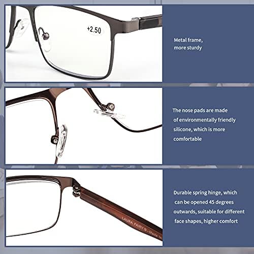Очила за четене LAURA ФЕЯ - 3 опаковки на Очила за четене за мъже, Блокер синя светлина Очила за четене, които предпазват от ултравиолетовите/напрежение