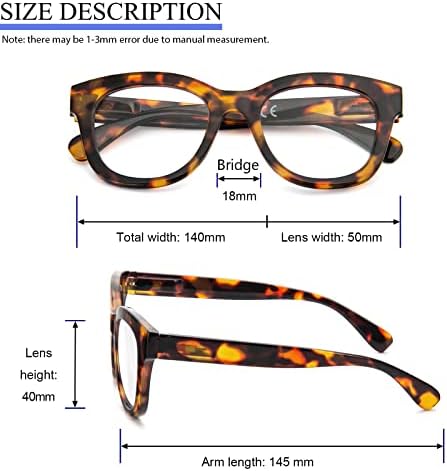 DXYXYO Извънгабаритни Очила за четене в стила на Опра за жените, 3 опаковки с Пружинным тръба на шарнирна Връзка, Квадрат, Синя Лампа,