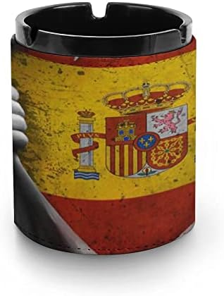 Испански Американски Флаг Кожена Пепелник Кръгъл Пепелник за Цигари от Портативни Притежателя на Пепел за Украса на вашия Домашен