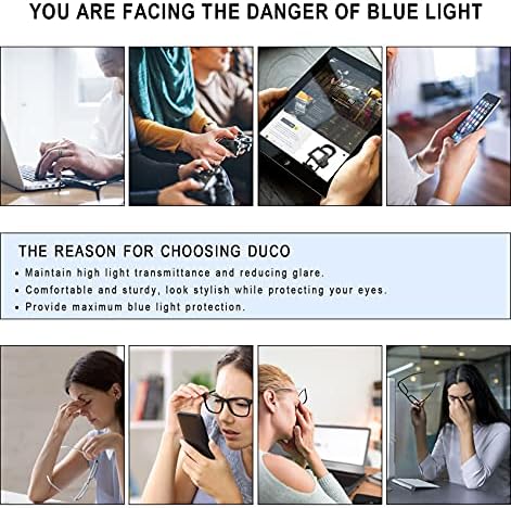 DUCO Blue Light Очила за Жени за Мъже Компютърни Блокер Очила Blue-Ray Със Сладка Ретро Кръгли Рамки За Очила 8217