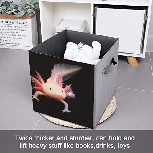 Сладък Triton Аксолотль Изкуствена Кожа Сгъваеми Кутии За Съхранение Платно Куб Организатор Кошница с Дръжка