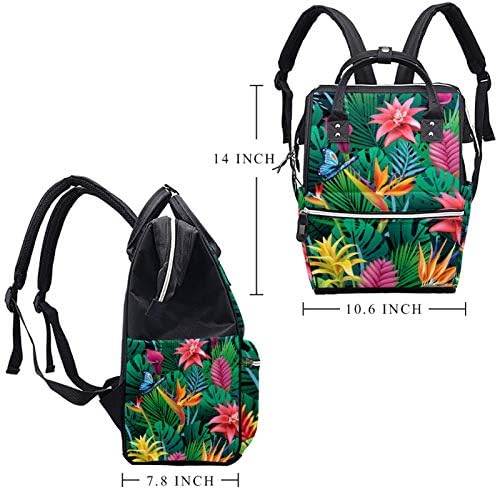 Екзотични Тропически Цветя И Листа Чанта За Памперси Раница През Рамо Чанта За Преобличане