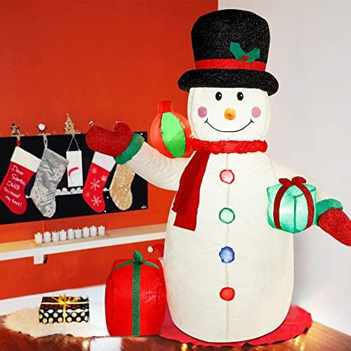 На РАЗСЪМВАНЕ На 6 ФУТА Коледен Надуваем на Плюшено мече, Снежен човек, Коледни Снежен човек с Подарочными Кутии за Коледна Украса за Вътрешния