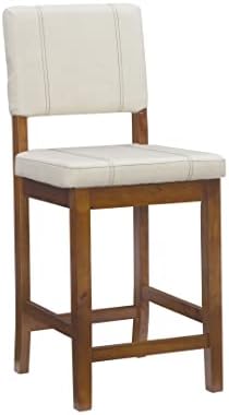 Столче за масата Linon Milano, 18 W x 19Dx 38H, Средна Сметана / Тъмен орех