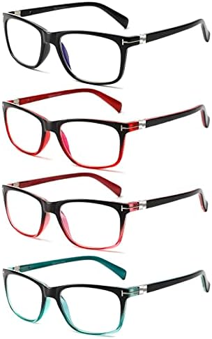 Очила за Четене BIENCOOL, 4 на Двойки, Блокиране на Синя Светлина, Очила с Пружинным тръба на шарнирна Връзка, Класически Компютърни