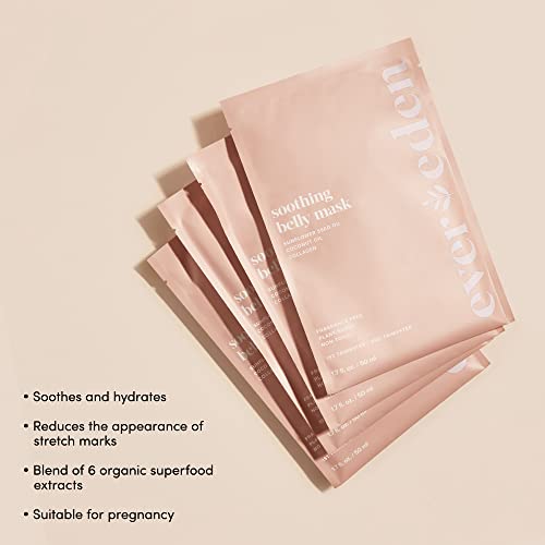 Успокояваща маска Evereden за корема от стрии - Размер за 2-3 триместър на бременността | 4 опаковки | Натурална маска за корем и за бременни
