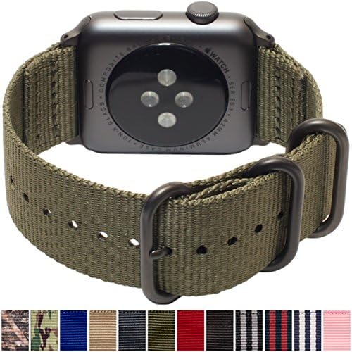 CARTERJETT е Съвместим с каишка на Apple Watch 45 мм 44 мм 42 мм, Найлонови маслинови джапанки iWatch, Сменяеми каишка с линия и тока в