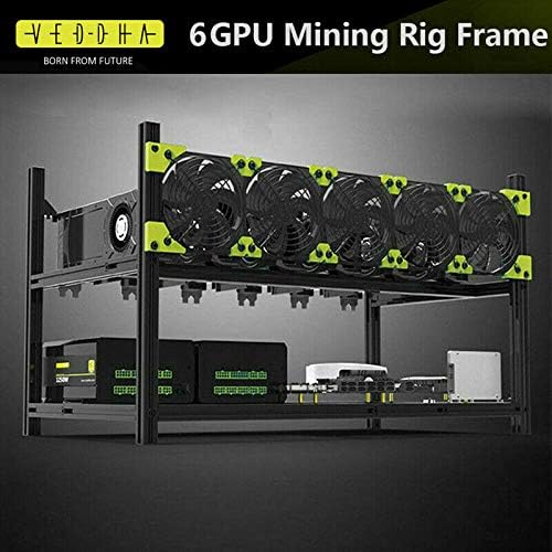 Графичен процесор Ethereum Mining Rig Frame 8 с 7 феновете и 8 адаптери за Ethereum (ETH и т.н.) / ZCash (ZEC) / Monero