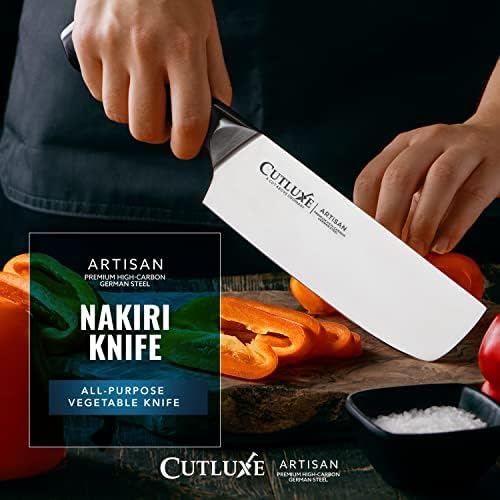Нож Cutluxe Nakiri – 7-инчов Зеленчукова нож, Японски Азиатски Квадратен нож за нарязване, нарязване на кубчета – Остър като бръснач,
