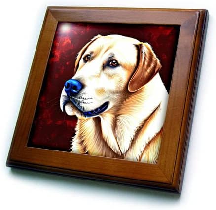 3. Начертайте портрет на красива куче от породата лабрадор ретривър на тъмно червен фон. Цифров. - Плочки, в рамката (ft-376146-1)