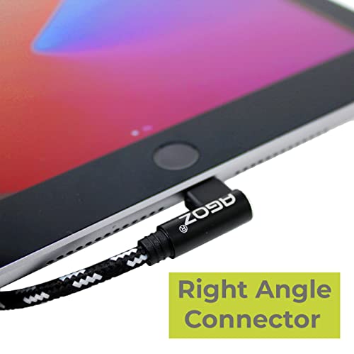 AGOZ 4 Фута Сертифициран от Apple ПФИ кабел Lightning към USB C под прав ъгъл от 90 ° въртящ се Кабел бързо зарядно устройство е Съвместимо