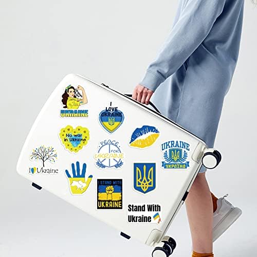 Аз Съм с Пакет Стикери Украйна, Стикер с Флага на Украйна, 50 бр. Стикер Надежда на Света в подкрепа на Украйна за Бутилка с Вода, Лаптоп,