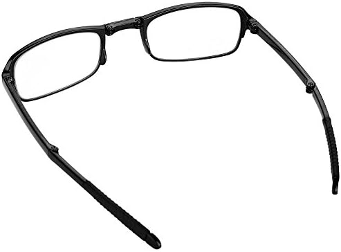 Сгъваеми Очила за четене, Леки Професионални Сгъваеми Очила за Далекогледство за Мъже и Жени, Черен Найлонов Калъф с цип (1.0)