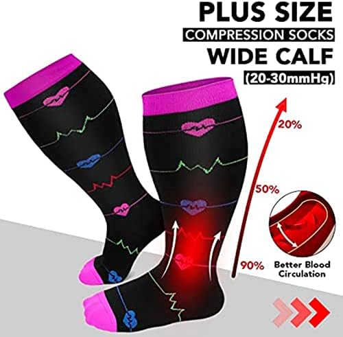 Cheeroyal, 1 Опаковка Компрессионных чорапи голям размер за жени и мъже, 20-30 мм hg.ст., много големи Чорапи за подпомагане на кръвообращението