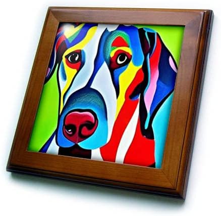 3. А готин, забавен, мил, artsy, цветни кученце датски дог на Пикасо. - Плочки, в рамката (ft-372221-1)