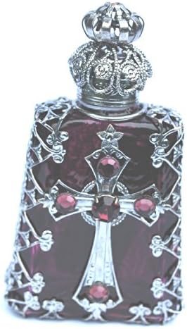 Gabriella's Gifts Украсени с Чехия Скъпоценни Камъни Декоративен Държач за Флакон Парфюмерного Масло с Християнски Кръст (Лилаво)