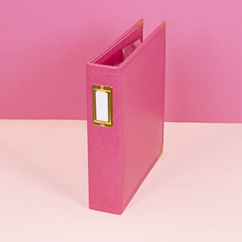 Craftelier - Фотоалбум от еко-кожа с розови обложки, 2 Кръгчета и 5 втулки с размер 16 x 21.5 cm (6 x 8 инча) | Адаптивни, идеален