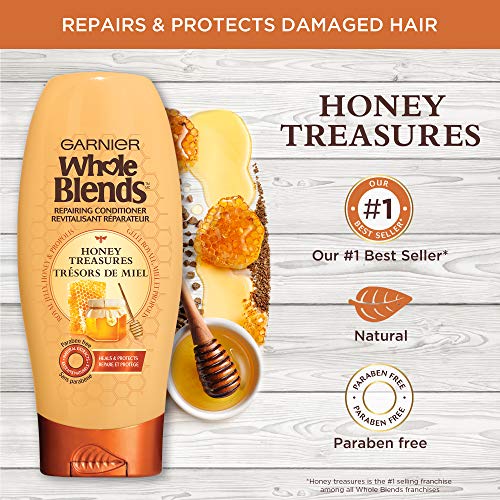 Възстановяващ Балсам Garnier Whole Blends Honey Treasures за Изтощена коса, 12,5 течни унции.
