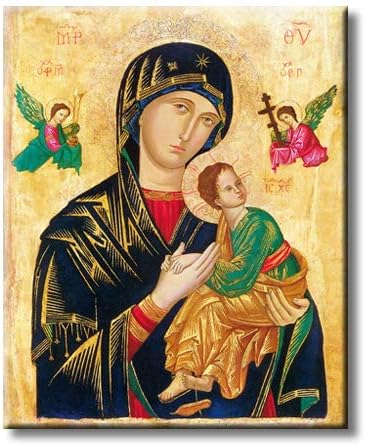 Художественото оформление: Нашата Майка Вечна помощ, Картина на Света Богородица върху опънато платно, Стенно изкуство, Готово да бъде