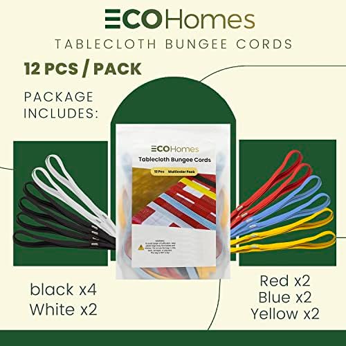 Държачи за покривки ECOHomes и бандажи за масата за пикник, къмпинг (12 бр., Разноцветни) - Въжета за покривки на открито