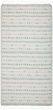 Vivence Двустранни турски Плажни кърпи от органичен памук с алое Вера 37 x 73 - Плажни кърпи в голям размер, без пясък за възрастни