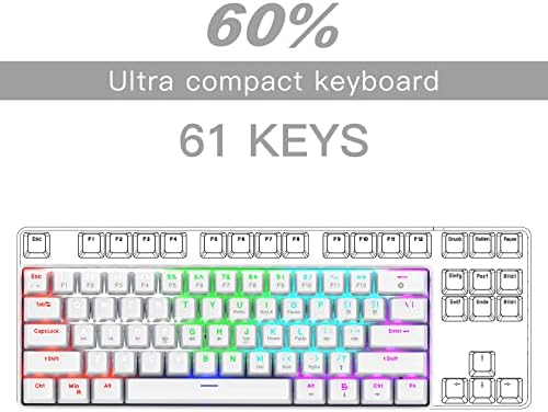 Преносима 60-лихвен клавиатура RAZEAK, Компактен 61-Ключови Мини-Механична клавиатура за PC/Mac Gamer С Переключаемой цветна