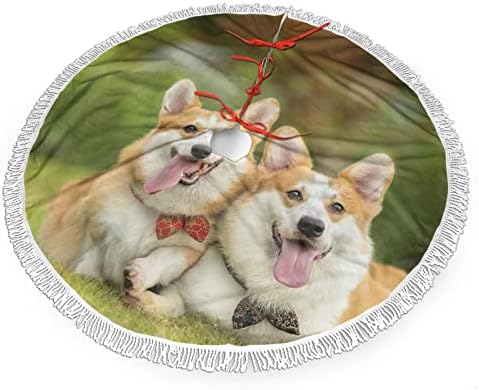 Кучето на Тревата Пола за Коледната Елха, Подложка за Поли под формата на Елхи с Четка за Празничен Декор на Сватбени партита 48