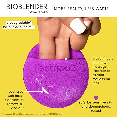 EcoTools Лицето Cleansing Bioblender, Компостируемая гъба за лице За почистване на лицето, Дълбоко почистване и ексфолиране, Безопасно