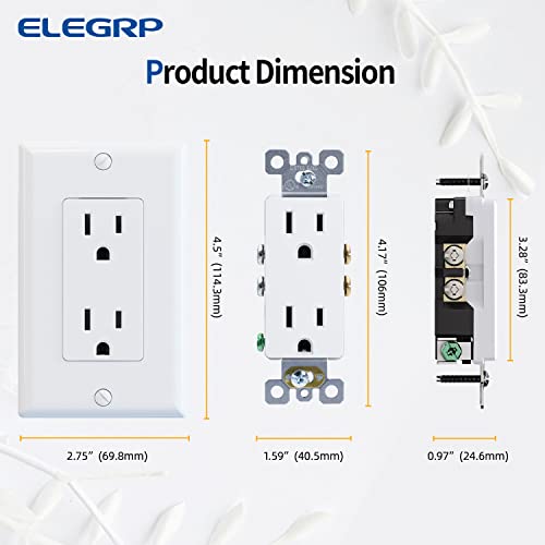 Изход ELEGRP Декоратор, Стандартен електрически контакт 15A 125 В, 2 полюса, 3 жици, Защитена от неоторизиран достъп, NEMA 5-15R,