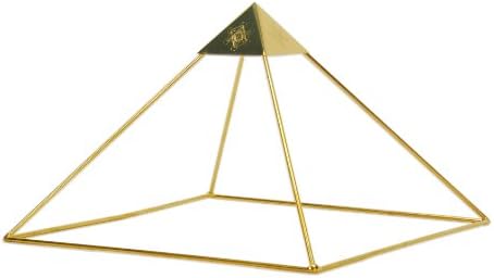 Пирамида за медитация - 9-Инчов Пирамида за Медитация с Надпис Кубическим камък на Метатрона, Позлатените за Изцеление