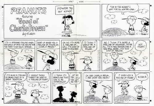 Комикси на Чарлз Шулце Фъстъци - ОРИГИНАЛ обяд неделя ФОТОРЕПОРТАЖА - 18 март 1973 г. - СТРАННО ЧУВСТВО, КОГАТО ВСЯКА ПРОЛЕТ