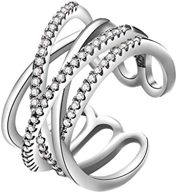 2023 Нова Женска Линия Златни пръстени Simple The Diamonds Розова Версия на Пръстени Двойни Пръстени, Пръстени за Юноши (Сребро,