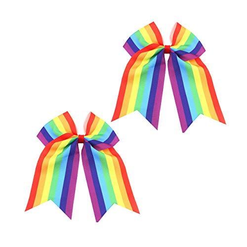 Преливащи се цветове Панделки за Коса, държач за опашката за Черлидинга, Дъгата Вратовръзка-въже за Момичета JB82 (Комплект от 2 теми A)
