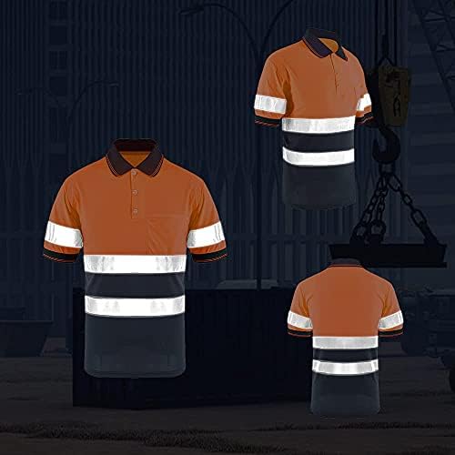 ZUJA Safety Hi Vis, Поло Ризи с Къс ръкав за Мъже Строителна Защитно работно облекло