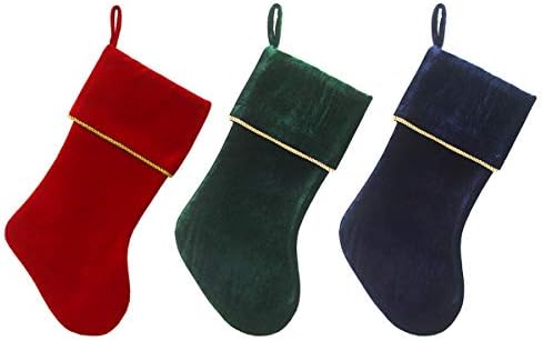 Etistta Класически 20-цолови Кадифе, Коледни Чорапи, Коледни Декор Меки Кадифени Чорапи за Коледна украса на Камината (Червен, Тъмно-синьо,