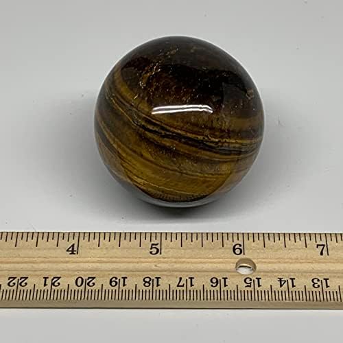 215,5 Грама, 2.1 инча (52 mm), Естествена Кристална Топка с Тигровым Око, Полиран Рейки, B24743